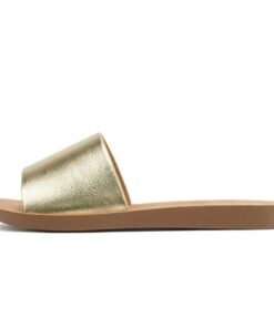 Soda Shoes Women Flip Flops Basic Plain Slippers Slip On Sandals Slides Casual Peep Toe Beach Efron-S Gold 7.5