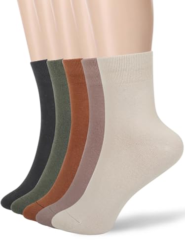FGZ Women Thin Cotton Socks, Warm Soft Socks Above Ankle Crew 5 Pairs (5-9, Multicolored)