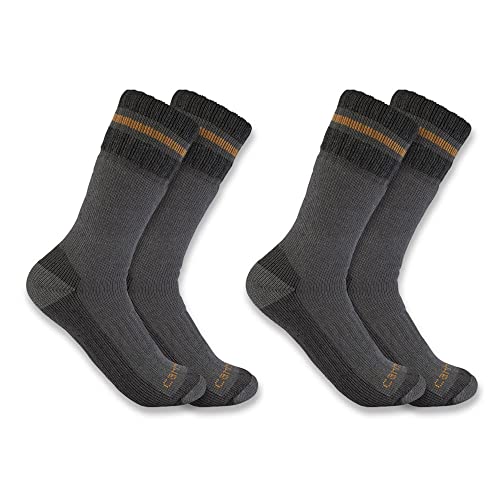 Carhartt Men’s Heavyweight Synthetic-Wool Blend Boot Sock 2 Pack, Grey, Large