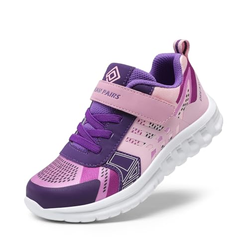 DREAM PAIRS Girls KD18002K Lightweight Breathable Running Athletic Sneakers Shoes Pink Purple, Size 11 M US Little Kid