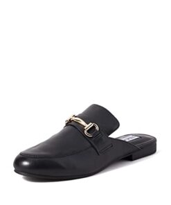 Steve Madden Women’s Kandi Slip-On Loafer, Black Leather, 8.5 M US