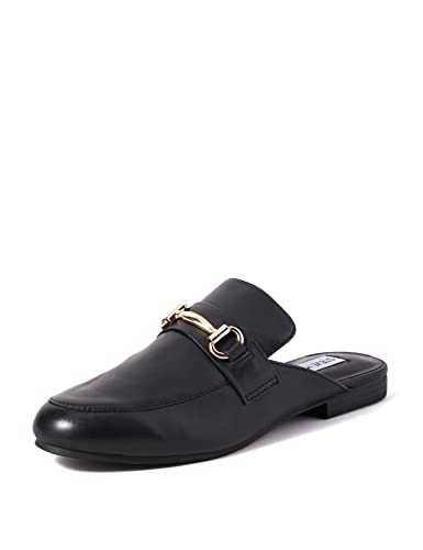 Steve Madden Women’s Kandi Slip-On Loafer, Black Leather, 8.5 M US