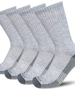 APTYID Men’s Moisture Wicking Cushioned Crew Work Boot Socks, Size 9-12, Grey, 4 Pairs