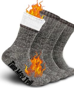 Time May Tell Mens Merino Wool Hiking Cushion Socks Thermal Warm Crew Winter Boot Socks Pack (Brown(2 pairs), US Size 9~13)