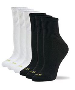 HUE womens Mini Crew 6-pack Casual Sock, White/Black Pack, One Size US