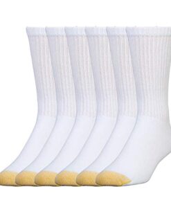 GOLDTOE Men’s 656S Cotton Crew Athletic Socks, Multipairs, White (6-Pairs), X-Large