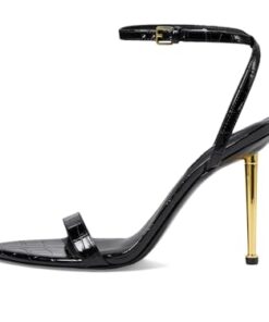 Nine West Women’s Reina Heeled Sandal, Black Croco 006, 9