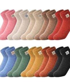 Eurzom 10 Pairs Smiling Face Socks Elastic Ankle Length Cotton Aesthetic Cute Lightweight Low Cut Women Socks for Teen Girl Many Kinds of Collocation