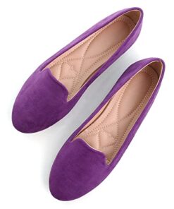 Women Round Toe Flats Comfortable Ballet Flat Shoes for Women Dressy Slip-ons Loafers Purple Size 9