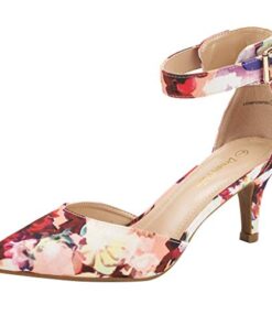 DREAM PAIRS Womens Low Heel Dress Pump Shoes, Floral – 9 (Lowpointed)