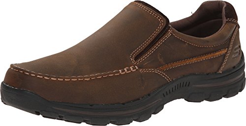 Skechers Men’s Braver-Rayland Slip-On Loafer, Dark Brown/Leather, 9 M US