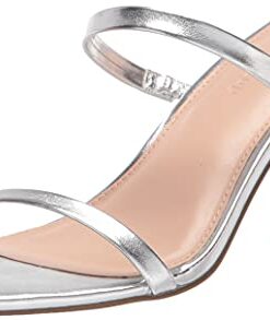 The Drop Women’s Avery Square Toe Two Strap High Heeled Sandal, Silver, 8