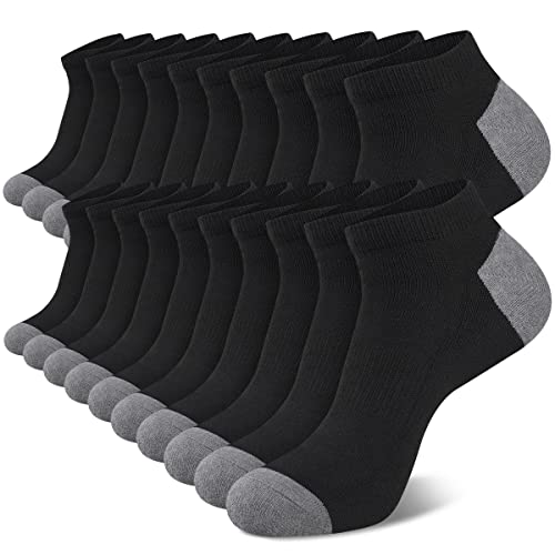 COOVAN 20 Pairs Mens Cushion Ankle Socks Men 20 Pack Low Cut Comfort Breathable Casual Socks