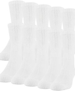 Gildan Men’s Active Cotton Crew Socks, 10-Pairs, White, Shoe Size: 6-12