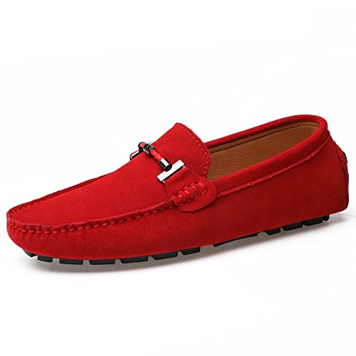 Penny Loafers for Men Casual Slip On Dress Moccasins Comfort Driving Boat Shoes Red 11