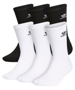 adidas Originals Trefoil Crew Socks (6-Pair), White/Black, Medium