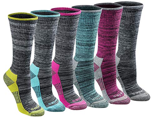 Dickies Women’s Dri-Tech Moisture Control Crew Socks Multipack, Black Heathered (6 Pairs), Shoe Size: 9-13