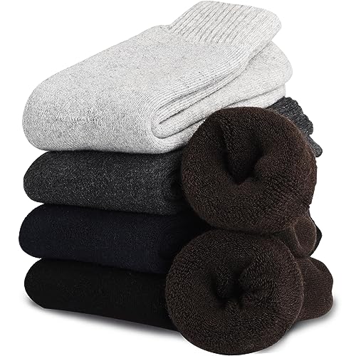 VoJoPi 5 Pairs Wool Socks Mens Thick Thermal Winter Socks for Men Warm Hiking Socks Super Soft Cozy Boot Socks