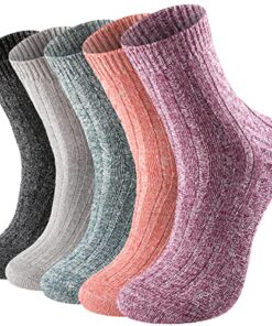 Pleneal 5 Pack Thick Warm Cozy Knit Winter Boots Socks for Women and Men