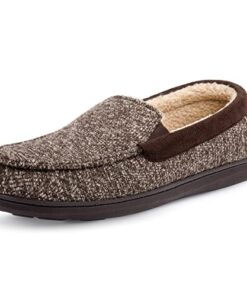 RockDove Men’s Sherpa Lined SILVADUR Memory Foam Moc Slipper, Size 9 US Men, Coffee