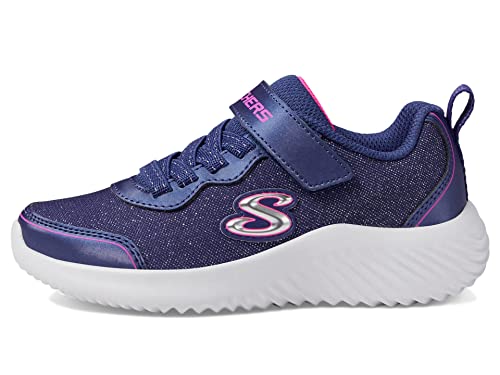 Skechers Kids Girls Bounder-Girly Groove Sneaker, Navy, 3.5 Big Kid