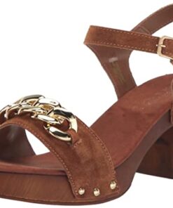 Bella Vita Made in Italy Women’s Van-Italy Heeled Sandal, Cognac Suede Leather, 11 Wide