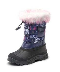 DREAM PAIRS Toddler Ksnow Navy Fuchsia Isulated Waterproof Snow Boots – 10 M US Toddler