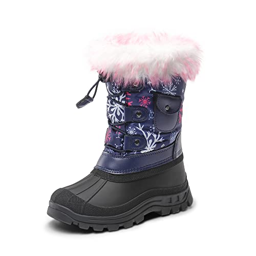 DREAM PAIRS Toddler Ksnow Navy Fuchsia Isulated Waterproof Snow Boots – 10 M US Toddler