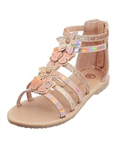 Vonair Girls Gladiator Sandals Cute Open Toe Breathable Summer Shoes with Rubber Sole (Little Kid/Big Kid) Gold US 3