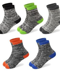 SPTRAMLE Boys Warm Socks, Kids Winter Crew Socks for Toddler Boys Girls(3-5 Years), 5 Pairs Thicken Thermal Half Cushion Mid Cut Socks