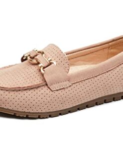 VERDASCO Women’s Wide Loafers Shoes Cute Flats Shoes Moccasin Penny Loafers Slip On Work Shoes Casual Shoes Comfort Walking Shoes Pink 9W
