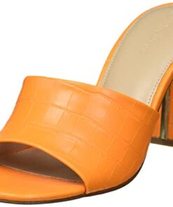 The Drop Women’s Pattie High Block Heeled Mule Sandal, Carrot Orange, 7