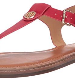 Tommy Hilfiger Women’s Bennia Flat Sandal, Medium Red Ll, 8