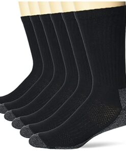 Hanes mens Crew Socks, 6-pair Pack Work Sock, Black, 6 12 US