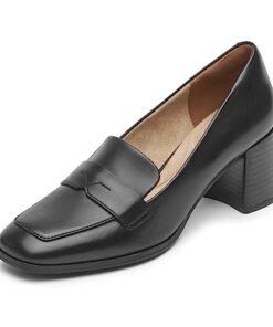 Rockport Women’s Violetta Penny Loafer Pump, Black Leather, 9.5 Wide