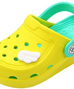 dripdrop Girls Comfort Clogs Kids Slip On Garden Shoes Boys Lightweight Beach Pool Slide Sandals Shower Slipper Yellow Wing /7 Toddler