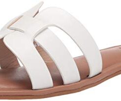 The Drop Women’s Monika Flat H-Band Slide Sandal, White, 5.5