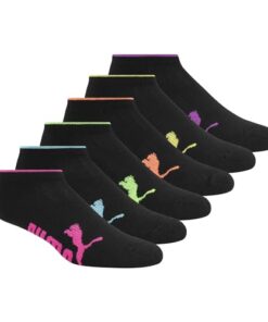 Puma Women’s Half Terry Runner Socks 6-Pack, Black, 9-11