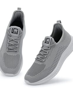 LCGJR Men’s Running Shoes Ultra Lightweight Breathable Comfortable Walking Shoes Casual Fashion Sneakers Mesh Workout Shoes Lightgrey Size6.5