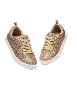 Bernal Girls & Boys Sparkle Glitter Sneakers Toddler/Little Kid/Big Kid Non-Slip Slip On School Low Top Walking Shoes (Gold 13)