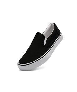 Low-Top Slip Ons Women’s Fashion Sneakers Casual Canvas Sneakers for Women Comfortable Flats Breathable Padded Insole Slip on Sneakers Women Low Slip on Shoes (Black, Numeric_7)