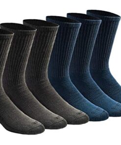 Dickies Men’s Dri-tech Moisture Control Crew Socks Multipack, Mixed Denim (6 Pairs), Shoe Size: 6-12