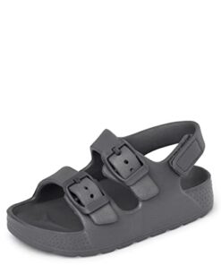 The Children’s Place Baby Boys and Toddler Double Buckle Sandals with Backstrap Slide, Grey, 7