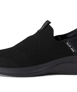 Skechers Men’s Ultra Flex 3.0 Smooth Step Slip-in Loafer, Black/Black, 9 Wide
