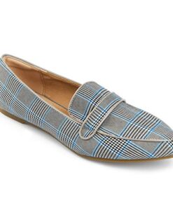 Trary Loafers for Women Pointed Toe Flats Women’s Loafers & Slip-ons Dressy Shoes Blue Plaid 06
