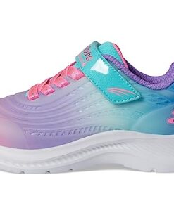 Skechers Kids Girls Jumpsters 2.0-Blurred Dream Sneaker, Turquoise/Multi, 1 Little Kid