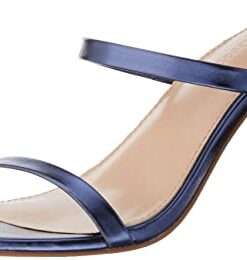 The Drop Women’s Avery Square Toe Two Strap High Heeled Sandal,Metallic Navy, 7.5