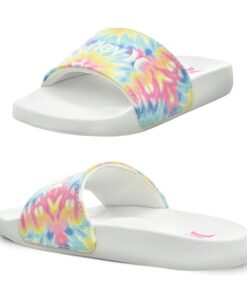 Hurley Naia Slides for Girls- Comfortable Slip-On Kids Sandals, Cute Girls’ Slides for Indoor and Outdoor, Shower Slides, Slip-On Sporty Slides for The Beach and Pool, Tie Dye/White, 1, Kids