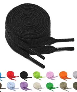 FADTOP Flat Shoelaces Colorful Laces Used for Board Shoes Sports Shoes Casual Shoes，Universal for Adults and Children Black 32.5inch（80cm）