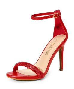 DREAM PAIRS Women’s Open Toe High Heels Stiletto Heeled Sandals Sexy Dressy Shoes,Size 9,RED-RHINESTONE,KARRIE-1